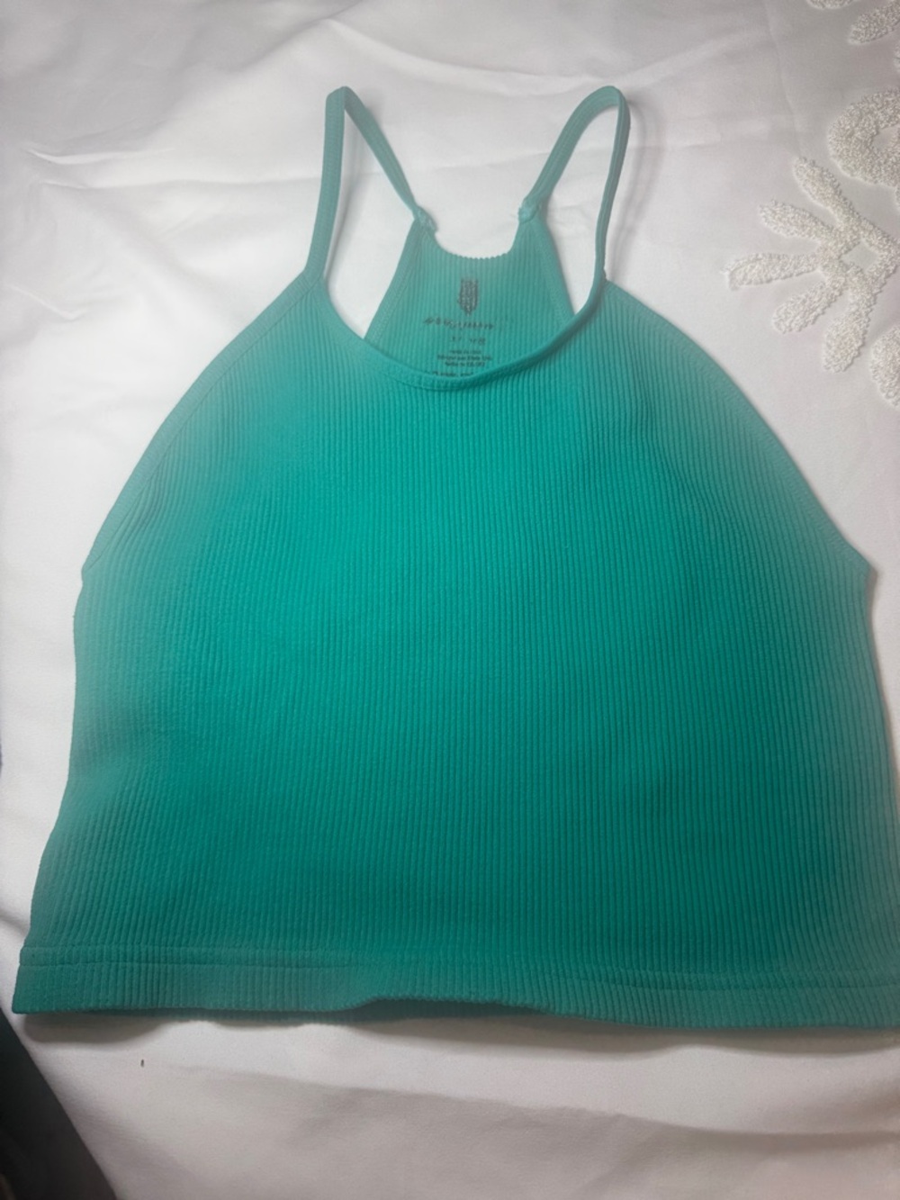 Free People Teal Ribbed Tank Top